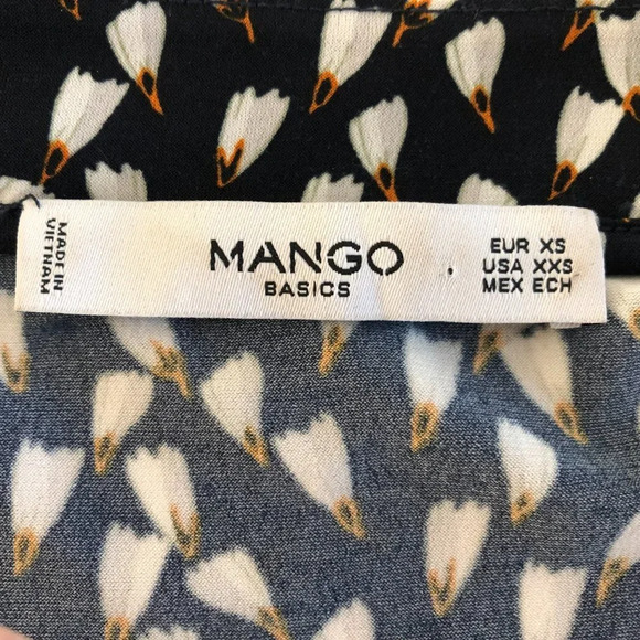 Mango Basics Short Sleeve Print Pattern Wrap Dress in Navy White Gold Size XXS - Picture 11 of 12